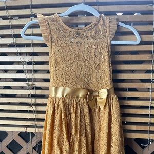 Girls Yellow Lace Dress